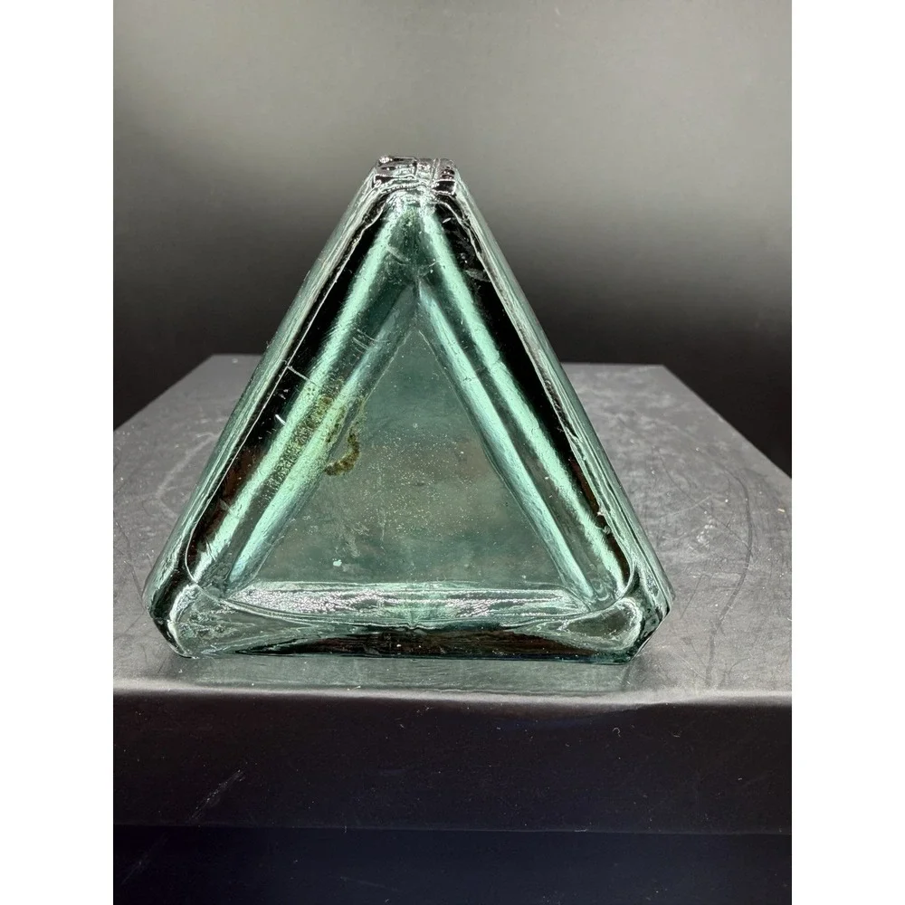 Vintage MCM Green Triangular Vase/Decanter 9.25